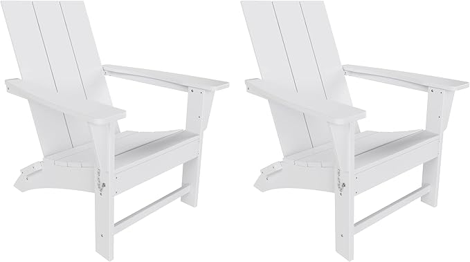 WestinTrends Ashore Modern Outdoor Folding Adirondack Chair (Set of 2), White