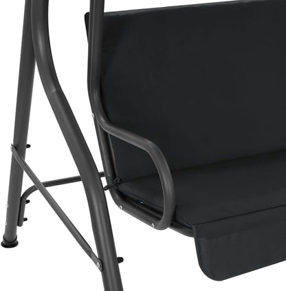 3-Person Garden Swing Bench, Outdoor Patio Porch Swing Chair with Adjustable Canopy, Durable Powder-Coated Steel Frame, Anthracite, 66.9x43.3x60.2 Inches