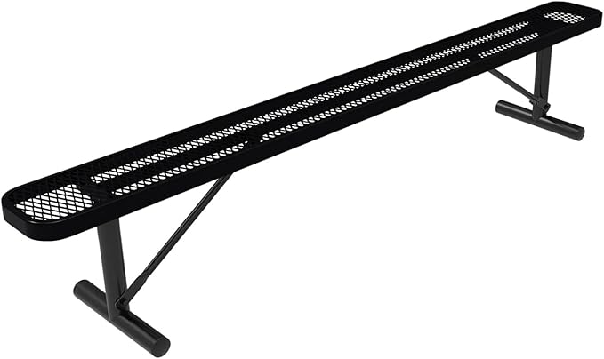 COATEDOUTDOORFURNITURE Coated Outdoor Furniture Heavy-Duty Portable Outdoor Bench Thermoplastic Coated, Expanded Metal, Commercial-Grade Seating, Made in America (Portable Without Back, 8 Ft, Black)