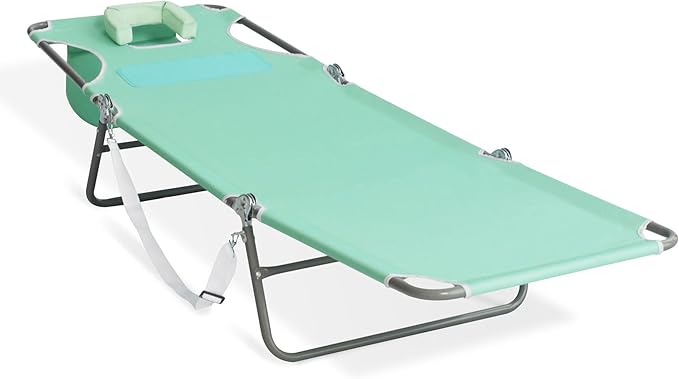 Ostrich Chaise Lounge Outdoor Lightweight Folding Adjustable Reclining Beach Chair for Tanning Pool Lake Patio Lawn Camping, Teal (2 Pack)