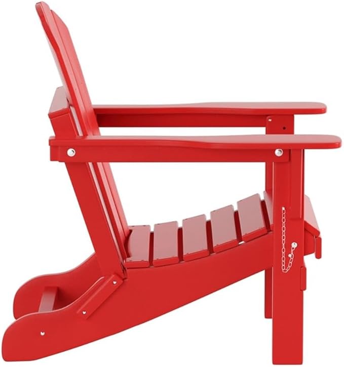 Costaelm Outdoor Folding Chair, Outdoor Seating Folding Firepit Chairs, All Weather Poly Adirondack Chair for Deck Backyard Garden Lawn Pool Patio, Red