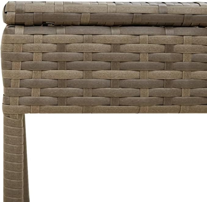Patio Sun Lounger with Canopy and Table, Adjustable Gray PE Rattan Outdoor Chaise Lounge for Garden Balcony - Photo 9