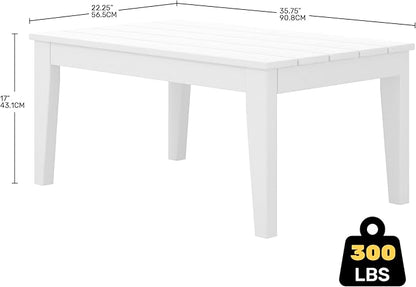 Costaelm Adirondack Outdoor Coffee Table, HDPE Outdoor Drink Table Weather Resistant, Patio Table Porch Table Accent Table Balcony End Table for Pool, Seaside, Backyard, White