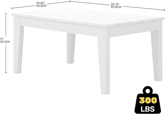Costaelm Adirondack Outdoor Coffee Table, HDPE Outdoor Drink Table Weather Resistant, Patio Table Porch Table Accent Table Balcony End Table for Pool, Seaside, Backyard, White