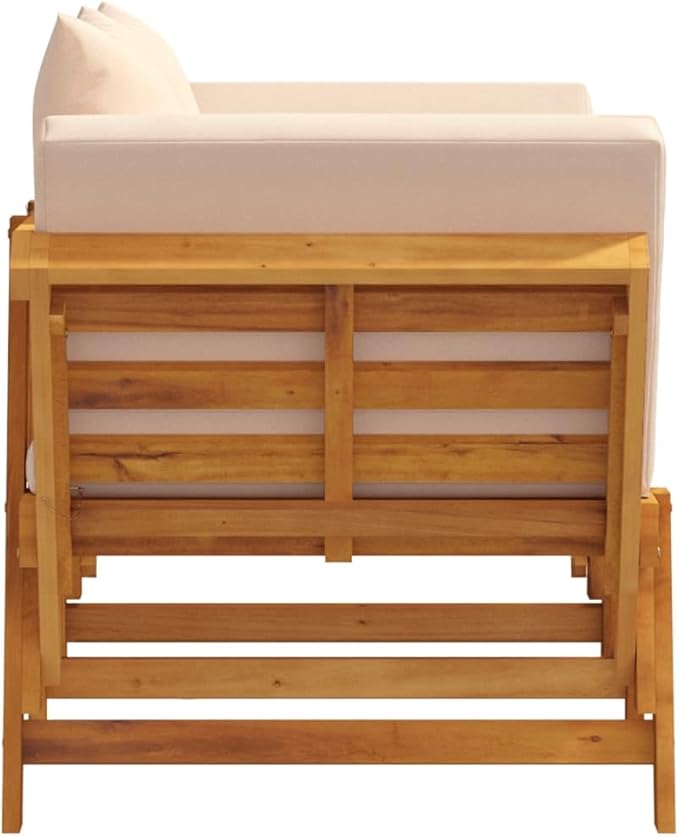 2-Seater Garden Bench with Beige Cushions, Solid Acacia Wood Outdoor Furniture - Photo 6