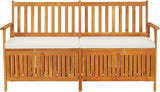 Storage Bench with Cushion, WoodenPatio Storage BenchOutdoor Garden Bench, Bench with Backrest for Patio, Garden, Yard - Photo 3