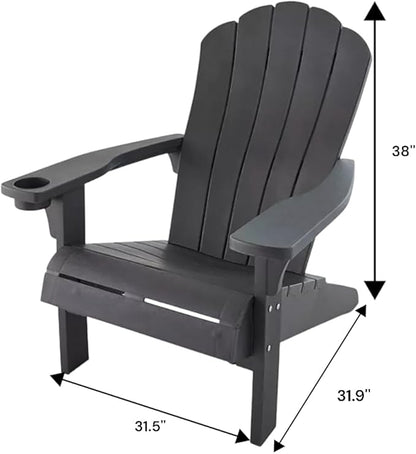 Modern Adirondack Chair with Cup Holder, Outdoor Patio Furniture (Graphite Gray)