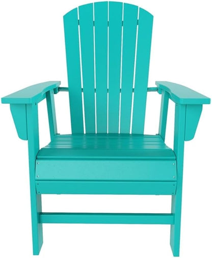 Costaelm Outdoor Adirondack Chair, HDPE Patio Balcony Pool Chair, Modern Front Porch Fire Pit Backyard Chair, Garden Resin Lounge Chair for Outside, Turquoise