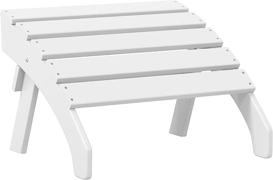 Costaelm Portside Outdoor Patio HDPE Adirondack Ottoman Footrest, White