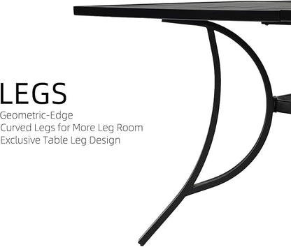 59" Large Square Outdoor Patio Table with Adjustable Umbrella Hole for 8 Person, 4.9ft All Weather Metal Outdoor Dining Table - Black