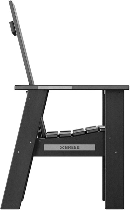 Breeo X Series Adirondack Campfire Chair – Poly Lumber Fire Pit Seat with 304 Stainless Steel Accents, Outdoor Patio & Camping Essentials with Arm Rest - Ergonomic, Sustainable Outdoor Chair - Black