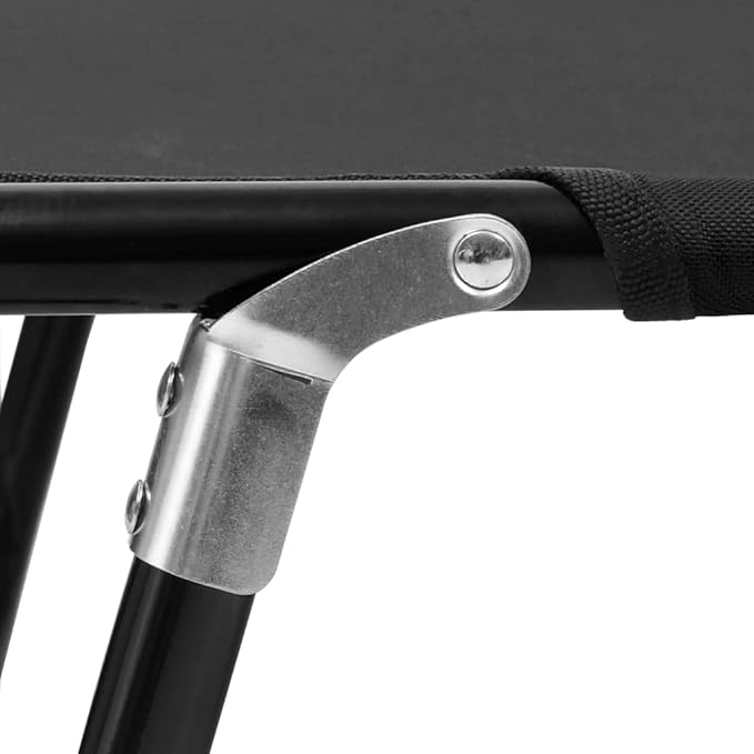 Folding Black Sun Lounger Outdoor Chaise Lounge 22.8 x 74.8 x 11 in Powder-Coated Steel 600D Polyester Reclining Chair - Photo 9