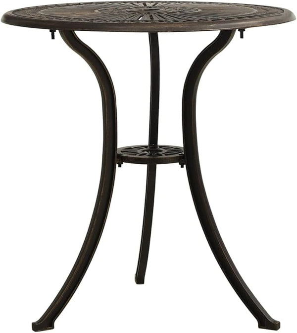 Garden Table Bronze Cast Aluminum, Medium Round Patio Dining Furniture - Photo 1
