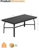 Outdoor Coffee Table, Never-Rust Aluminum Patio Coffee Table, Rectangle Outside Garden Table with Slatted Tabletop - Photo 3