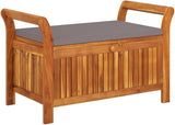 Patio Storage Bench with Cushion Wooden Storage Chair Wooden Garden Bench Porch Bench Patio Bench Outdoor Bench for - Photo 3