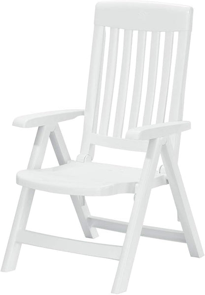 KETTLER Sieger White Resin Lawn Chair, Premium German Made Folding Armchair, Outdoor Patio Furniture 4-Position Folding Chair