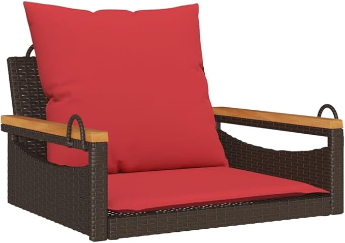 Brown PE Rattan Patio Swing Bench with Cushions, UV-Resistant Water-Repellent Materials - Photo 3