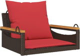 Brown PE Rattan Patio Swing Bench with Cushions, UV-Resistant Water-Repellent Materials - Photo 3