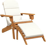Acacia Wood Adirondack Garden Chair with Footrest and Cushion - Photo 2