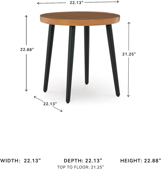 Signature Design by Ashley Horizon Hall Casual Outdoor End Table with 4 Legs, Light Brown & Black - Photo 7