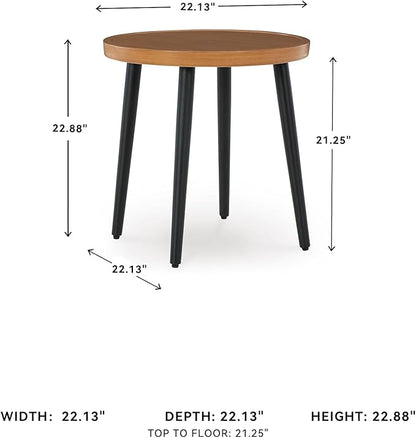 Signature Design by Ashley Horizon Hall Casual Outdoor End Table with 4 Legs, Light Brown & Black