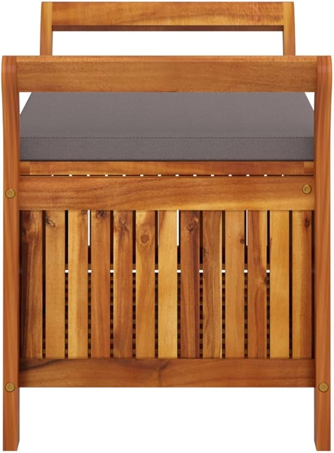 Garden Bench Deck Bench Patio Storage Bench with Cushion 35.8" Solid Wood Acacia