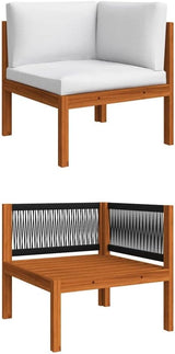 5 Piece Acacia Wood Garden Lounge Set with Cushions, Rustic Outdoor Patio Furniture for Relaxing - Photo 8