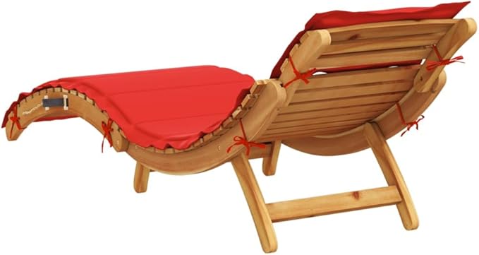 Solid Acacia Wood Sun Lounger with Adjustable Back, Foldable Pool Chaise Lounge for Outdoor Patio Garden Balcony - Photo 6