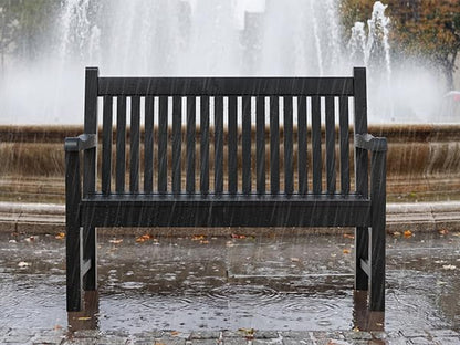 Psilvam Garden Bench, 2-Person Poly Lumber Patio Bench, All-Weather Outdoor Bench that Never Rot, Memorial Bench, Suit for Garden, Porch and Park (Black)