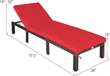 COSTWAY 2PCS Patio Rattan Lounge Chair, 6-Gear Adjustable Chasie Lounge, Outdoor Recliner for Deck, Backyard (Red) - Photo 2