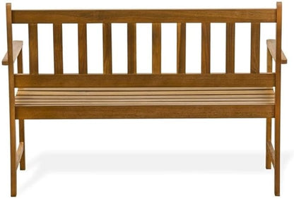 East West Furniture BBTB0NA Belmont Wooden Patio Bench with Backrest - Acacia Wood, 48x22x33 Inch, Natural Oil