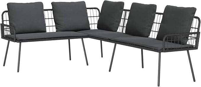 Outdoor L-Shaped Sectional Sofa with Cushions, PE Rattan Metal Frame Patio Garden Furniture - Photo 1