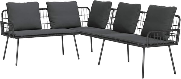 Outdoor L-Shaped Sectional Sofa with Cushions, PE Rattan Metal Frame Patio Garden Furniture - Photo 1