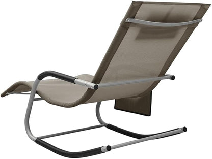 Outdoor Chaise Lounge Set of 2 Taupe Textilene 24.4 x 58.7 x 34.6 in Powder-Coated Steel Frame 330 lbs Capacity Comfort Patio Poolside Balcony Garden Sunbathing