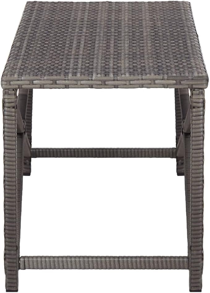 47.2 Inch Outdoor Garden Bench, Weather-Resistant PE Rattan Patio Seating with Powder-Coated Steel Frame, Modern Grey Bench for Backyard, Deck, and Conservatory