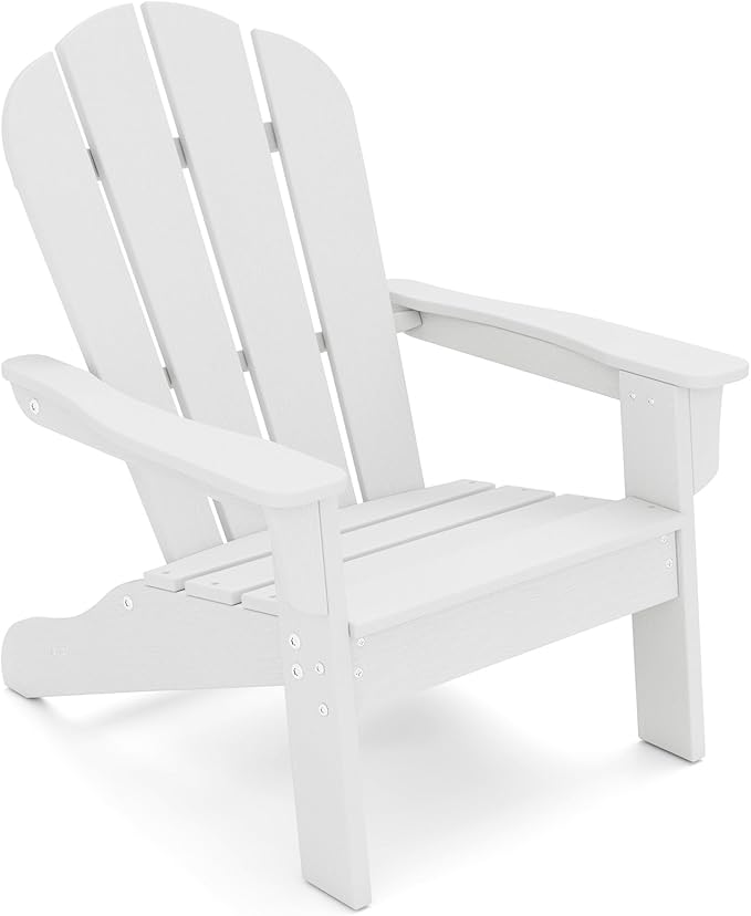 Giantex HDPE Kids Adirondack Chair - All-Weather Lawn Toddler Chair with Ergonomic Design, Children’s Outdoor Chair for Toddlers Ages 3-8, Kid’s Patio Furniture for Deck, Garden (1, White)