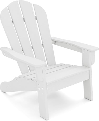 Giantex HDPE Kids Adirondack Chair - All-Weather Lawn Toddler Chair with Ergonomic Design, Children’s Outdoor Chair for Toddlers Ages 3-8, Kid’s Patio Furniture for Deck, Garden (1, White)