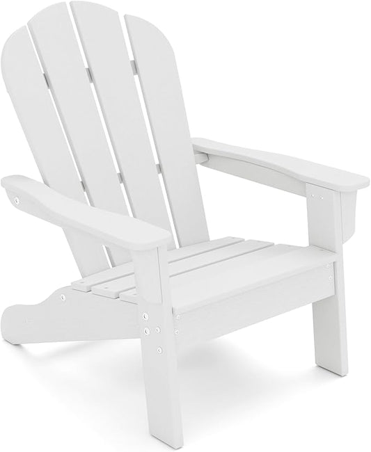 Giantex HDPE Kids Adirondack Chair - All-Weather Lawn Toddler Chair with Ergonomic Design, Children’s Outdoor Chair for Toddlers Ages 3-8, Kid’s Patio Furniture for Deck, Garden (1, White)