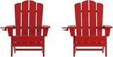 Flash Furniture Newport Adirondack Chairs with Cup Holders, Weather Resistant Poly Resin Adirondack Chairs, Set of 2 - Photo 1