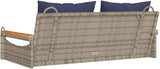 Garden Bench Deck Bench Swing Bench with Cushions Gray 42.9"x24.4"x15.7" Poly Rattan - Photo 6