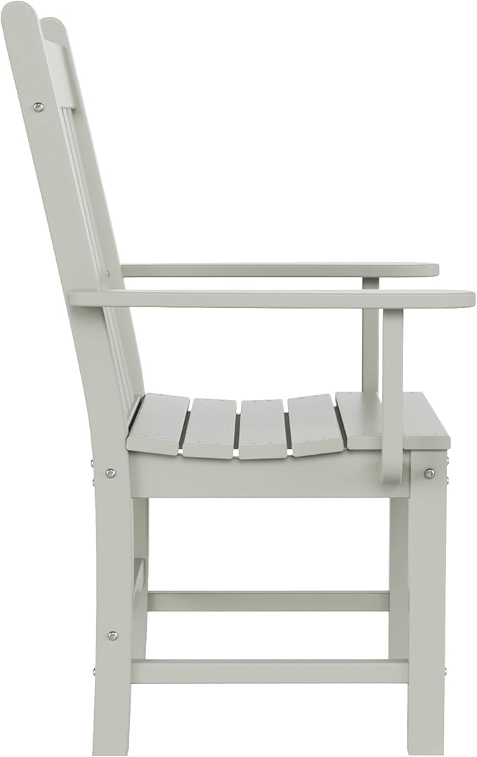 WestinTrends Malibu Classic Outdoor Dining Chairs with Arms, All Weather Poly Lumber Adirondack Patio Chairs Restaurant Bistro Chairs Support 350 LBS, Arched Backrest and Curved Seat, Sand