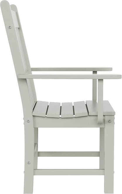 WestinTrends Malibu Classic Outdoor Dining Chairs with Arms, All Weather Poly Lumber Adirondack Patio Chairs Restaurant Bistro Chairs Support 350 LBS, Arched Backrest and Curved Seat, Sand