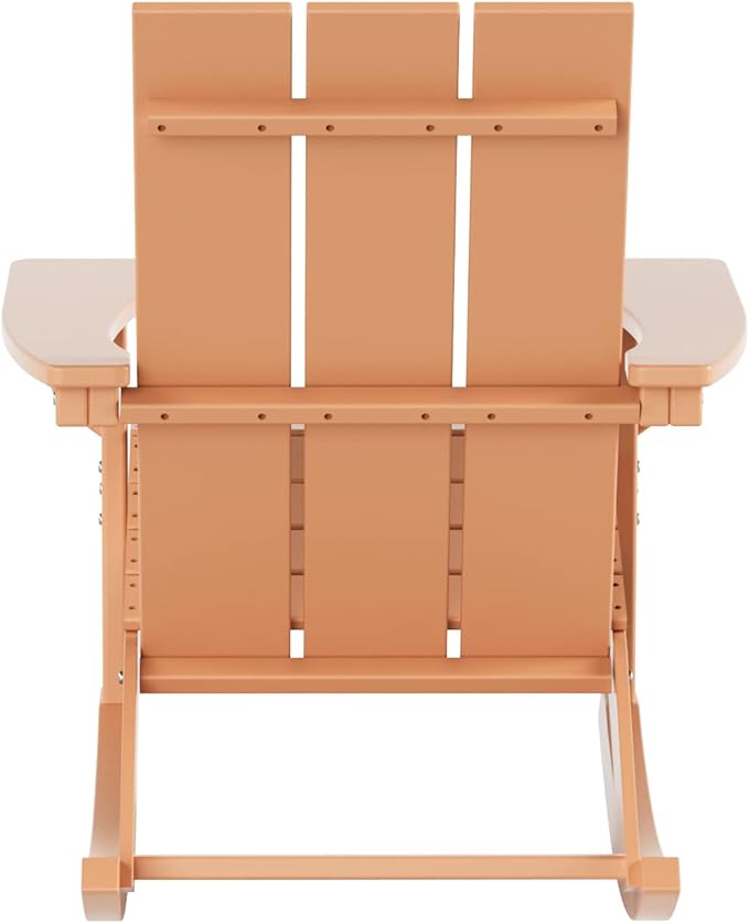 WO WESTIN OUTDOOR HDPE Shoreside Modern Rocking Poly Adirondack Chair (Set of 2),Teak