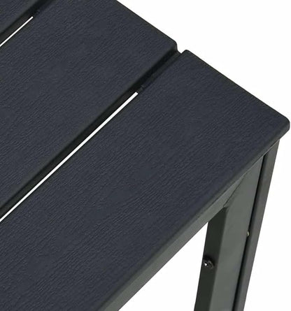 Black HDPE Steel Square Coffee Table, 30.7x30.7x29.1 in, Durable Outdoor Patio Side Table for Garden, Balcony, Living Room Furniture