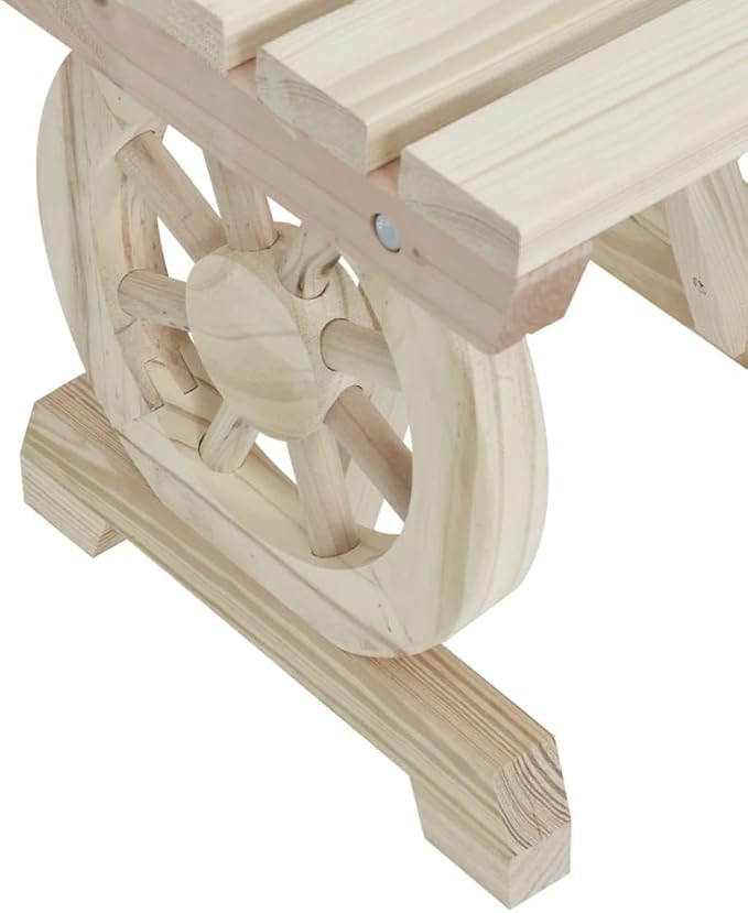 Outdoor Bench Solid Fir Wood 45.3" Patio Furniture with Wagon Wheel Armrests for Garden, Patio, Terrace, or Lawn Use - Comfortable Outdoor Seating for Relaxing or Entertaining