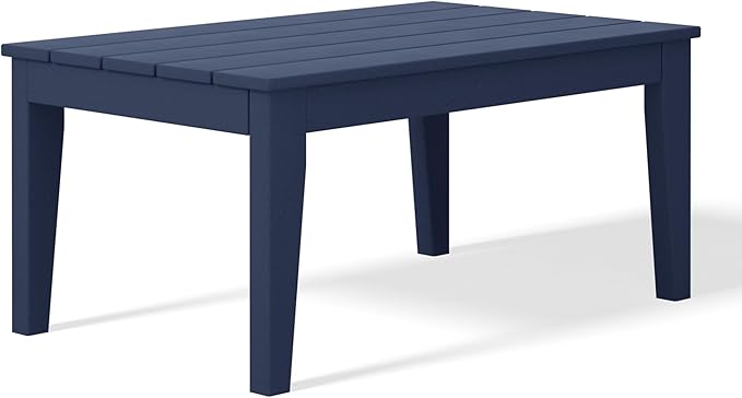 WestinTrends Malibu Low Outdoor HDPE Patio Rectangle Coffee Table, Navy Blue