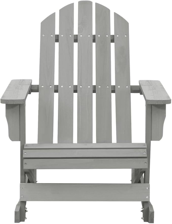 Vintage Grey Hardwood Rocking Chair for Garden Balcony Outdoor Relaxation Durable Weather Resistant Adult Standard Size - Photo 3