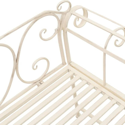 Patio Bench 52" Metal Antique White，Suitable for Patio Furniture, Front Porch Decoration, Outdoor Benches, Garden Benches, Benches for Patio, Porch, Poolside, Balcony