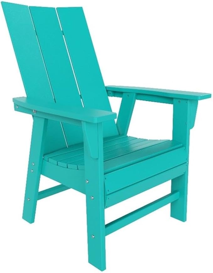 Costaelm Outdoor Adirondack Chair, HDPE Patio Balcony Chairs, Portside Seashell Nautical Curveback Adirondack Chair and Fire Pit Chairs, Turquoise