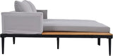 2 in 1 Outdoor Padded Chaise Lounges, Patio Metal Daybed with Wood Topped Side Spaces for Drinks - Photo 8